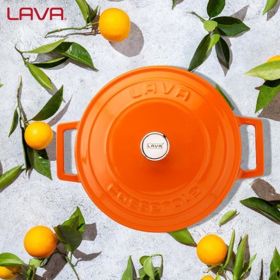 LAVA öntvény lábas, 22cm/3,4L "Folk", Naracssárga
