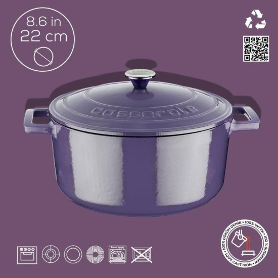 LAVA öntvény lábas, 22cm/3,4L "Folk", Lila