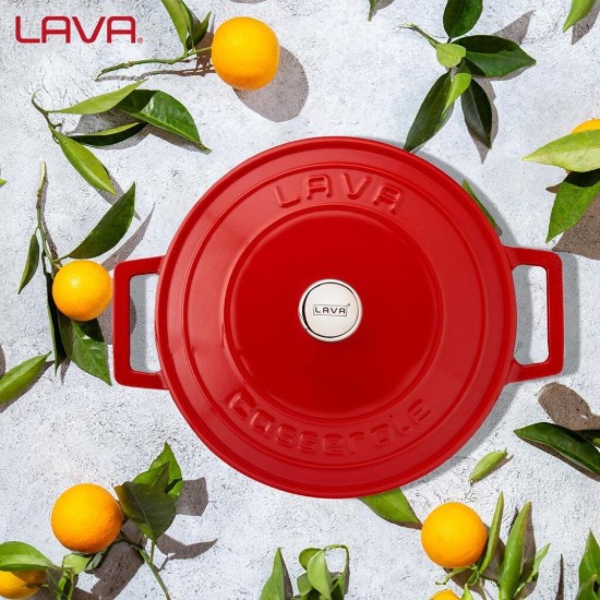 LAVA öntvény lábas, 22cm/3,4L "Folk",  piros