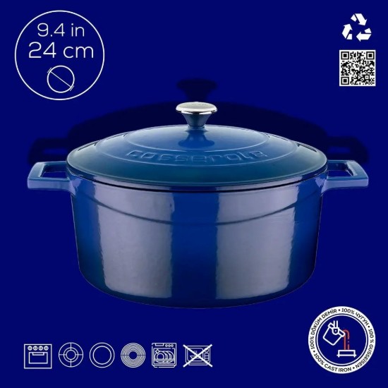 LAVA öntvény lábas, 24cm/4,5L "Folk", kék