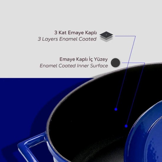 LAVA öntvény lábas, 24cm/4,5L "Folk", kék