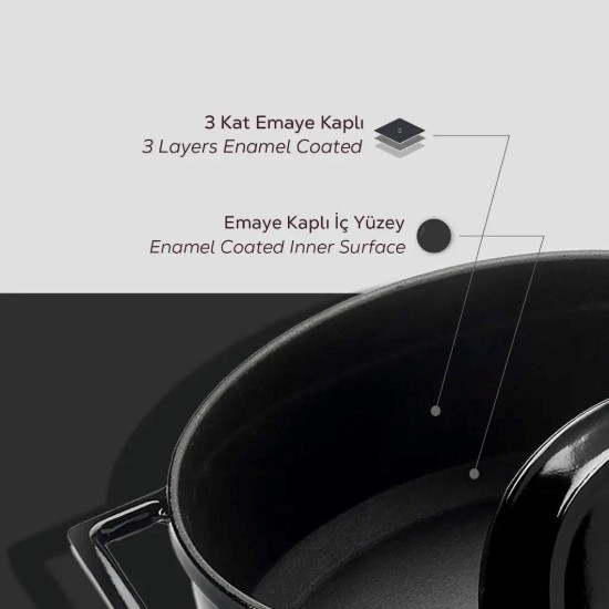 LAVA öntvény lábas, 24cm/4,5L "Folk", fekete