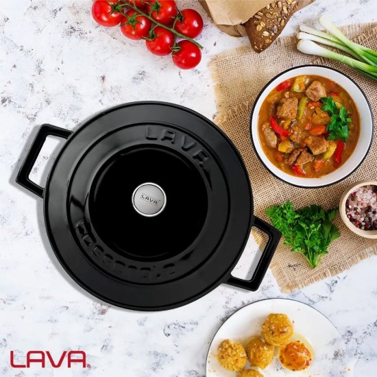 LAVA öntvény lábas, 24cm/4,5L "Folk", fekete