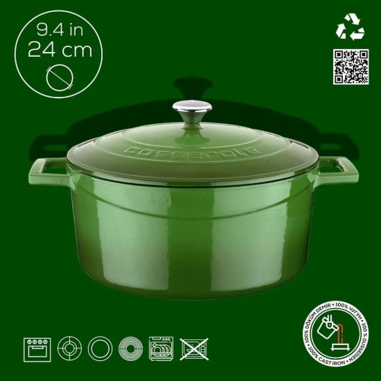 LAVA öntvény lábas, 24cm/4,5L "Folk", zöld