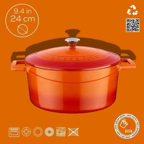 LAVA öntvény lábas 24 cm, 24cm/4,5L "Folk", narancs