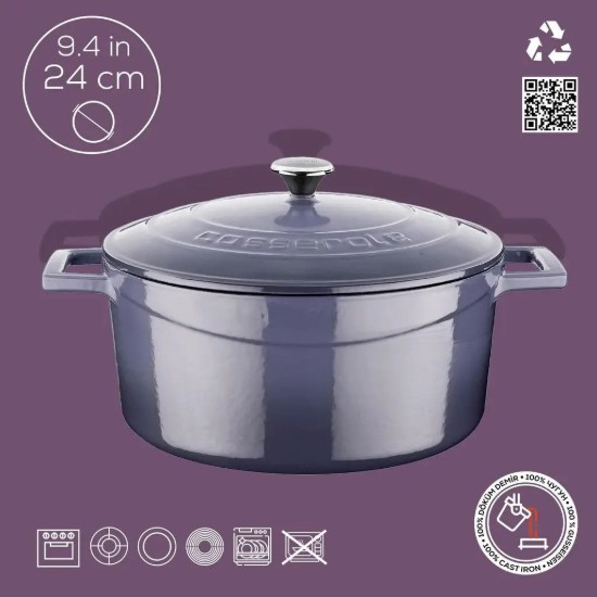 LAVA öntvény lábas, 24cm/4,5L "Folk", lila