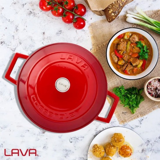 LAVA öntvény lábas, 24cm/4,5L, "Folk", piros