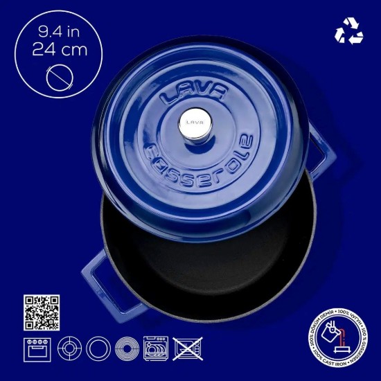 LAVA öntvény lábas, 24cm/4,5L, "Trendy", kék