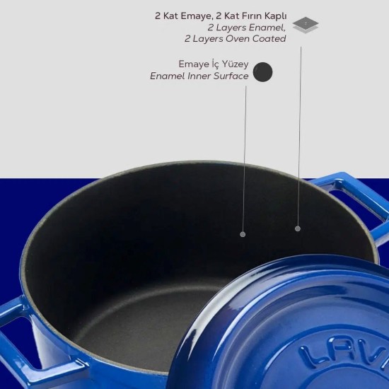 LAVA öntvény lábas, 24cm/4,5L, "Trendy", kék