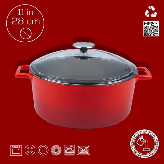 LAVA öntvény lábas 28 cm, piros