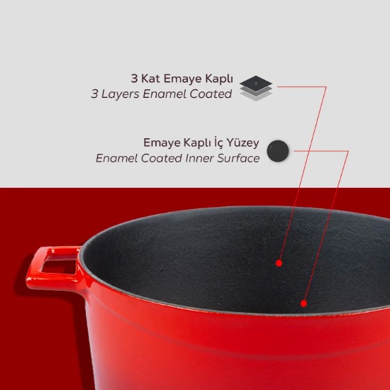 LAVA öntvény lábas 28 cm, piros