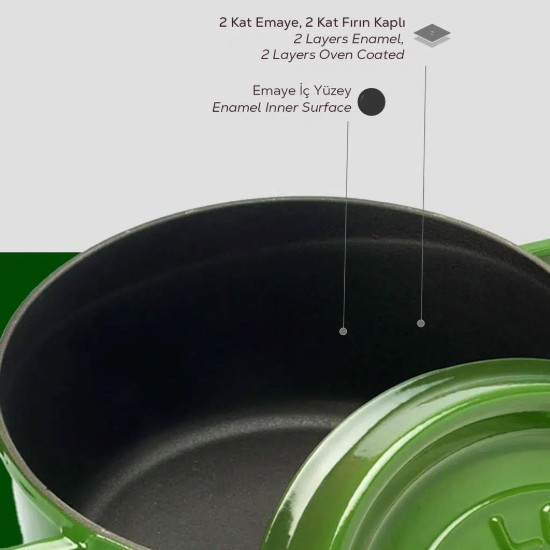 LAVA Lábas, öntöttvas,  24cm/4,5L, "Trendy", zöld