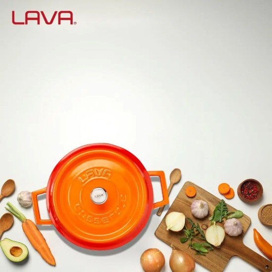 Lábas, öntöttvas, "Trendy", 24 cm, narancssárga szín - LAVA