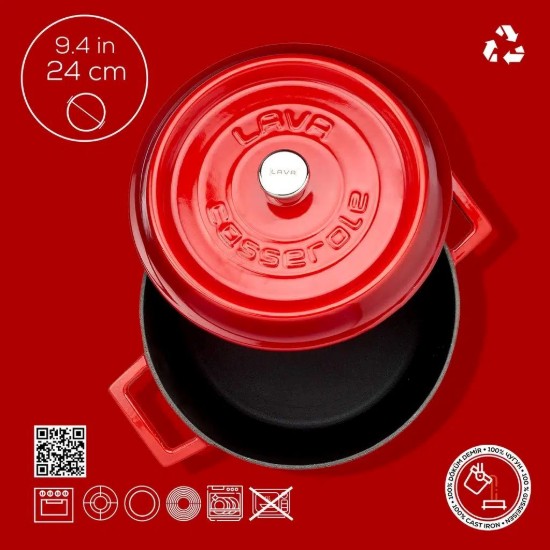 LAVA öntvény lábas, 24cm/4,5L "Trendy", Piros