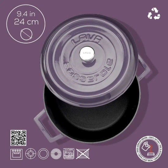 LAVA öntvény lábas, 24cm/4,5L "Trendy", lila