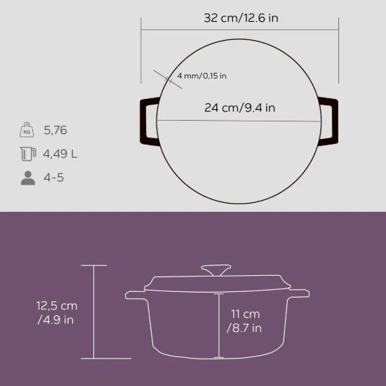 LAVA öntvény lábas, 24cm/4,5L "Trendy", lila