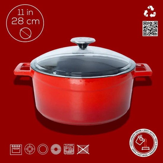 Lava öntvény lábas  24 cm, piros