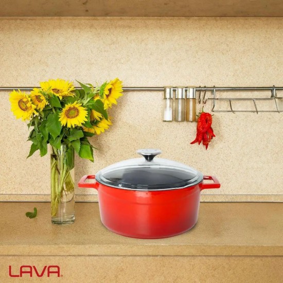 Lava öntvény lábas  24 cm, piros