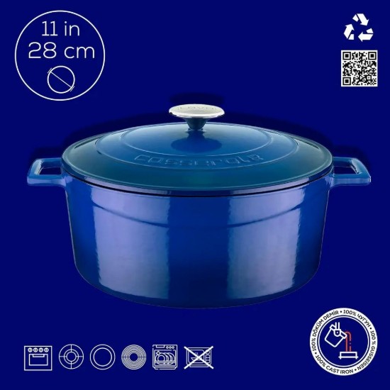 Öntöttvas serpenyő, 28cm/6,7L, "Folk", Kék - LAVA