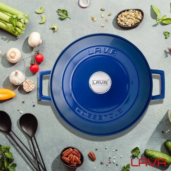 Öntöttvas serpenyő, 28cm/6,7L, "Folk", Kék - LAVA