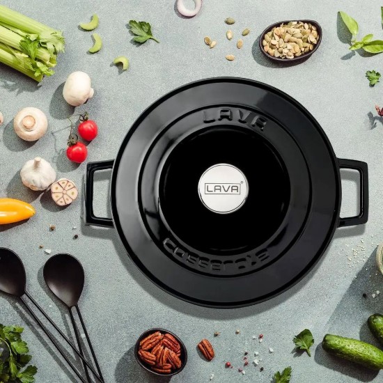 LAVA öntvény lábas, 28cm/6,7L, "Folk", fekete