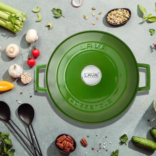 LAVA - zöld, 28cm/6,7L-es öntvény lábas, "Folk"