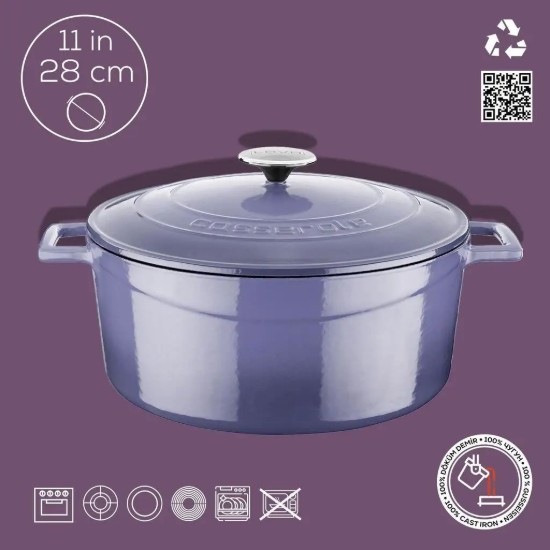 LAVA öntvény lábas, 28cm/6,7L "Folk", lila