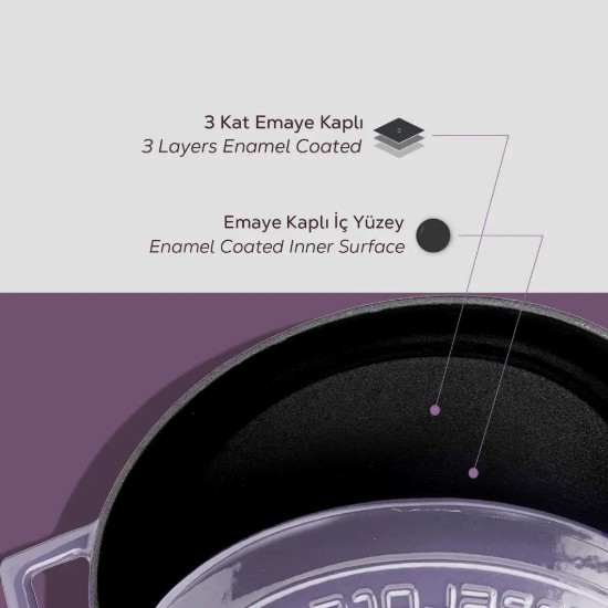 LAVA öntvény lábas, 28cm/6,7L "Folk", lila