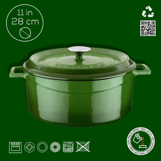 LAVA öntvény lábas, 28cm/6,7L, "Trendy", zöld