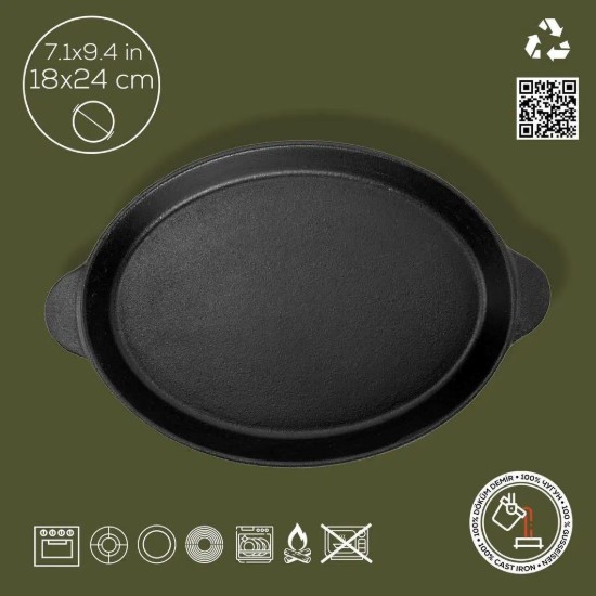 Lava ovális öntvény tepsi Fajita készítéséhez, 18x24cm