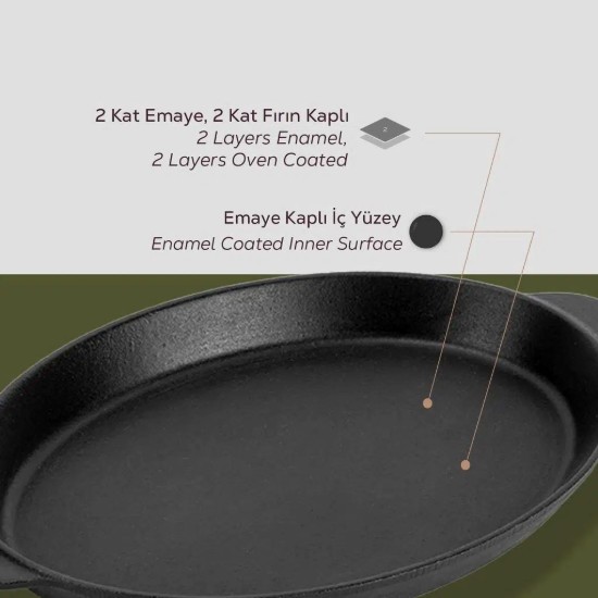 Lava ovális öntvény tepsi Fajita készítéséhez, 18x24cm