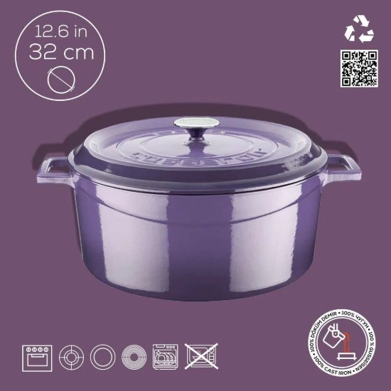 LAVA öntvény lábas, 32cm/9,86L "Trendy", lila