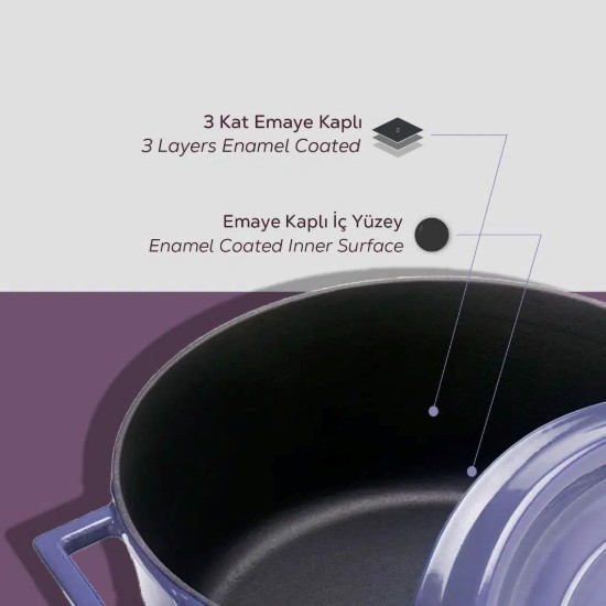 LAVA öntvény lábas, 32cm/9,86L "Trendy", lila