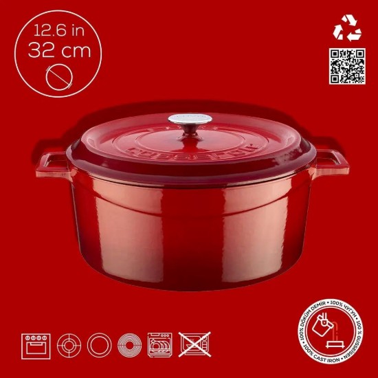 Lava öntvény lábas  32 cm/9,86L, "Trendy", piros