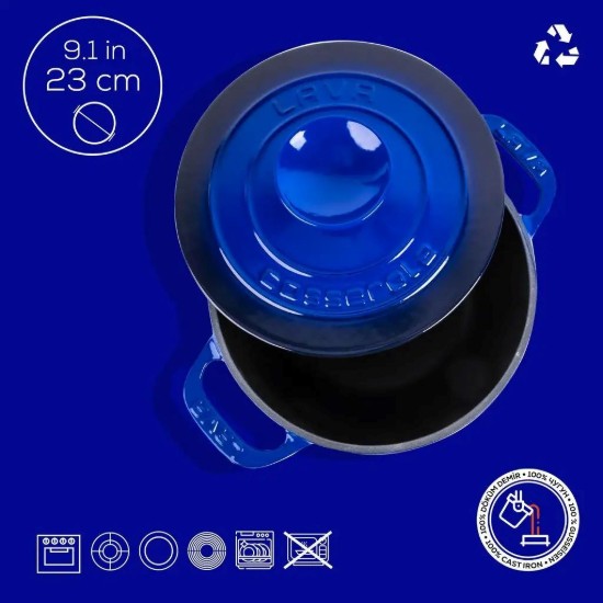 Serpenyő, öntöttvas, 23 cm / 4,9 L, "Experience", kék - LAVA