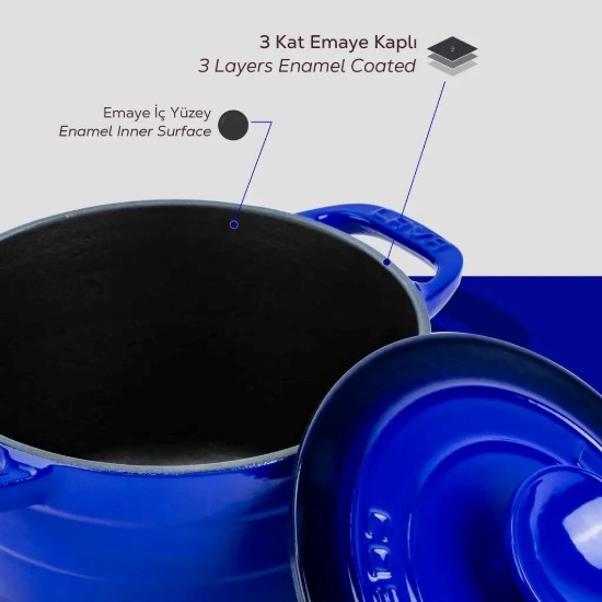 Serpenyő, öntöttvas, 23 cm / 4,9 L, "Experience", kék - LAVA