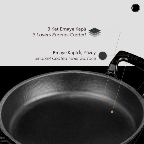 Lava öntöttvas tepsi 16 cm, fekete