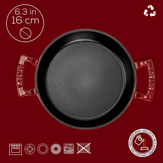 Öntöttvas tálca, 16 cm, piros, LAVA