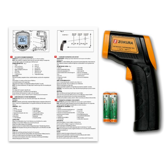 Érintkezésmentes infravörös hőmérő - Zokura
