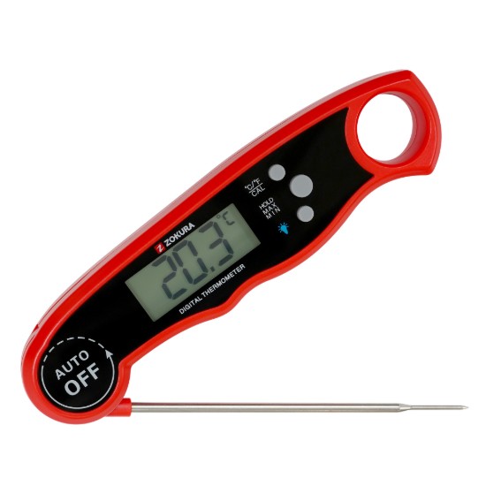 Digitális konyhai hőmérő azonnali leolvasással, piros - Zokura