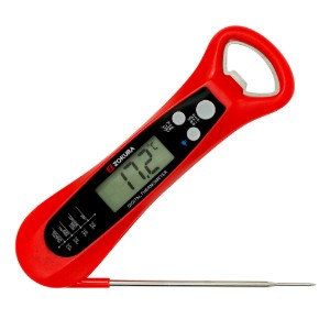 Digitális konyhai hőmérő beépített üvegnyitóval, piros - Zokura