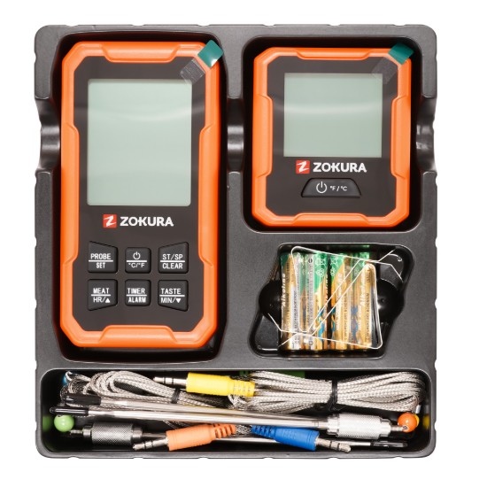 Digitális vezeték nélküli húshőmérő, 4 szondával - Zokura