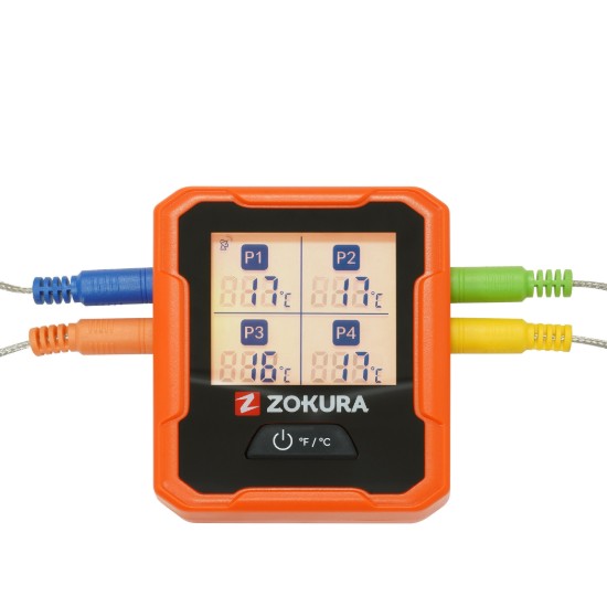 Digitális vezeték nélküli húshőmérő, 4 szondával - Zokura