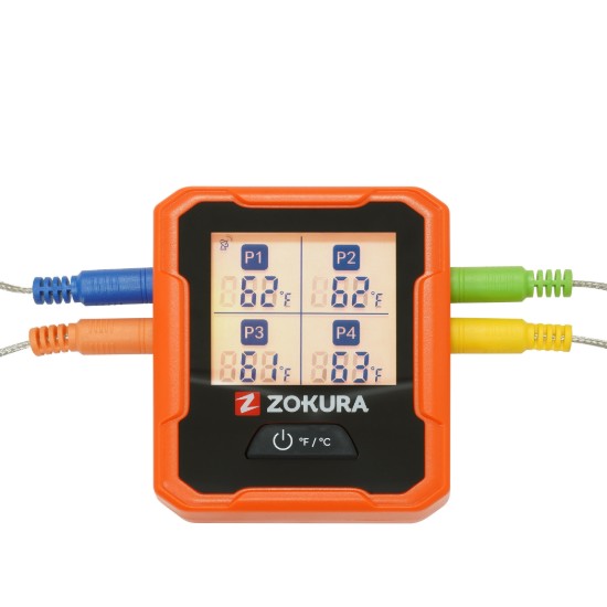 Digitális vezeték nélküli húshőmérő, 4 szondával - Zokura