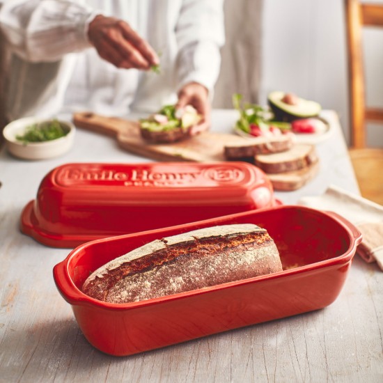 Batard kenyérsütő tepsi, kerámia, 39x16,5 cm/4,5L, Poppy Red Limited Edition - Emile Henry