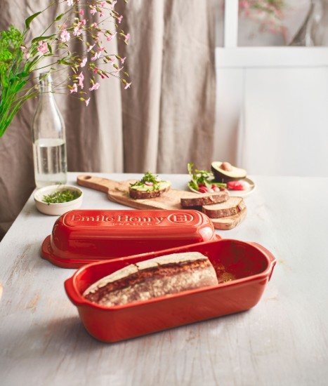 Batard kenyérsütő tepsi, kerámia, 39x16,5 cm/4,5L, Poppy Red Limited Edition - Emile Henry