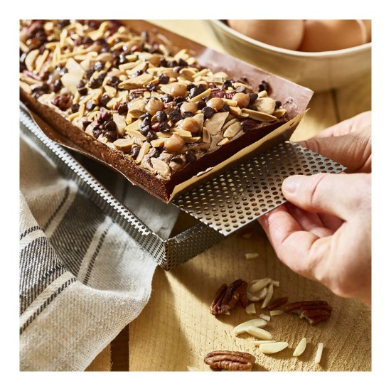 Perforált tortaforma, rozsdamentes acél, 35 x 10,5 cm - de Buyer