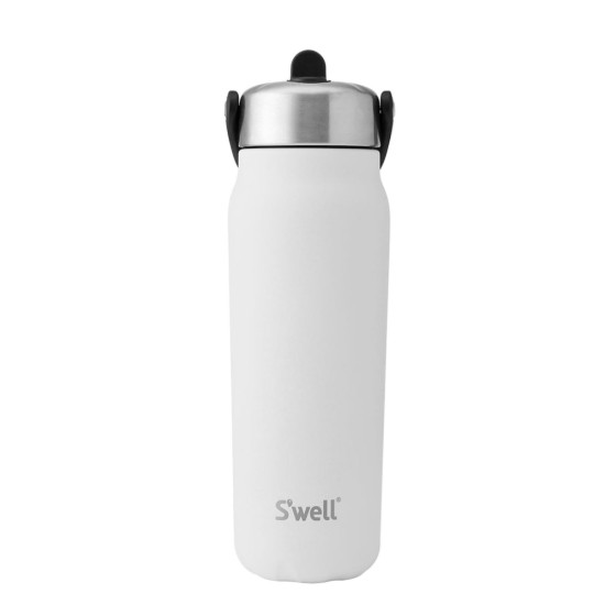 Szigetelt vizes palack beépített szalmával, rozsdamentes acél, 700 ml, "Explorer Flip Straw", Moonstone - S'well