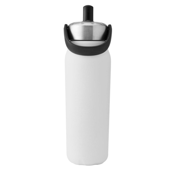 Szigetelt vizes palack beépített szalmával, rozsdamentes acél, 700 ml, "Explorer Flip Straw", Moonstone - S'well