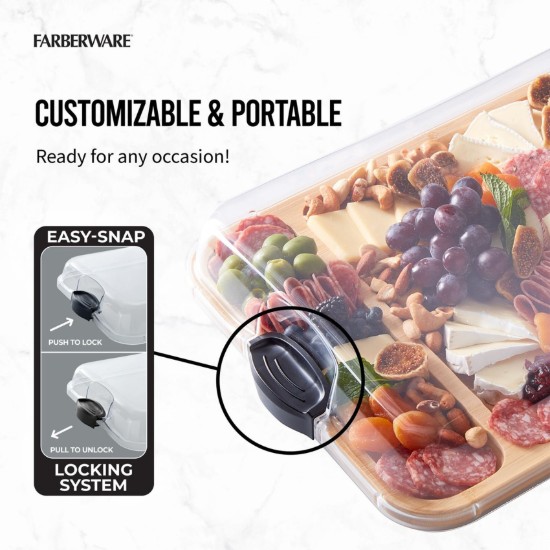 Tálaló, fedővel, bambusz, 30,5 x 40,5 cm - Farberware